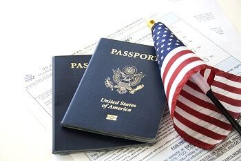 US Passports With American Flag